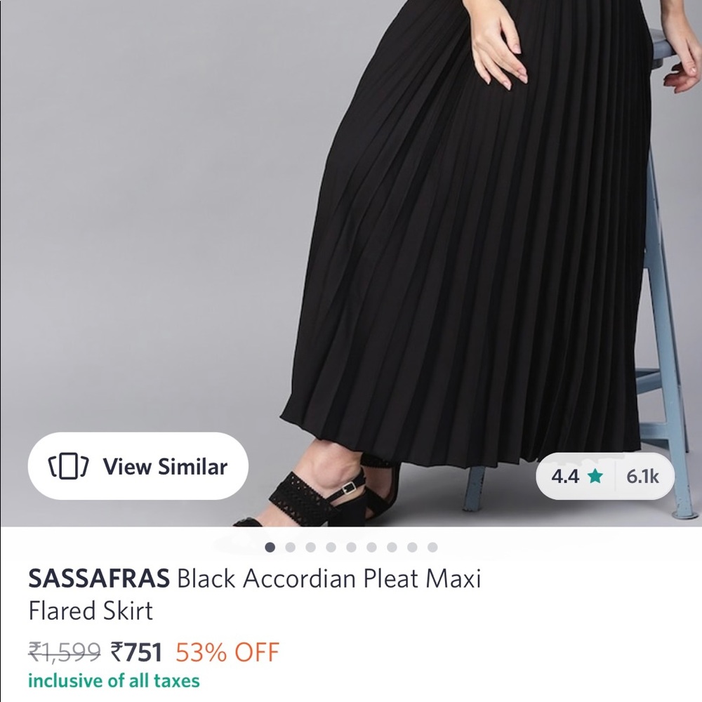Black Accordian Pleat Maxi Skirt, Brand new with tags, Size-Large - Picture 8 of 11
